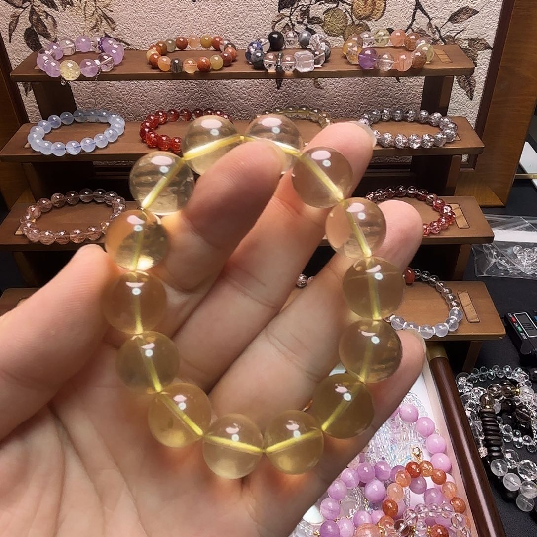 手链银S925镶嵌烟晶