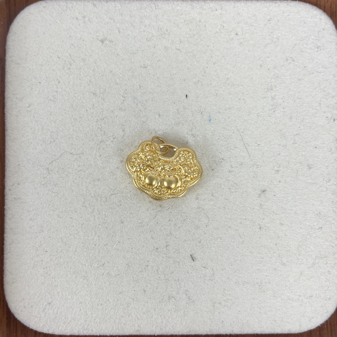 0.48g万事如意锁包足金999先鉴定后发货黄金配件