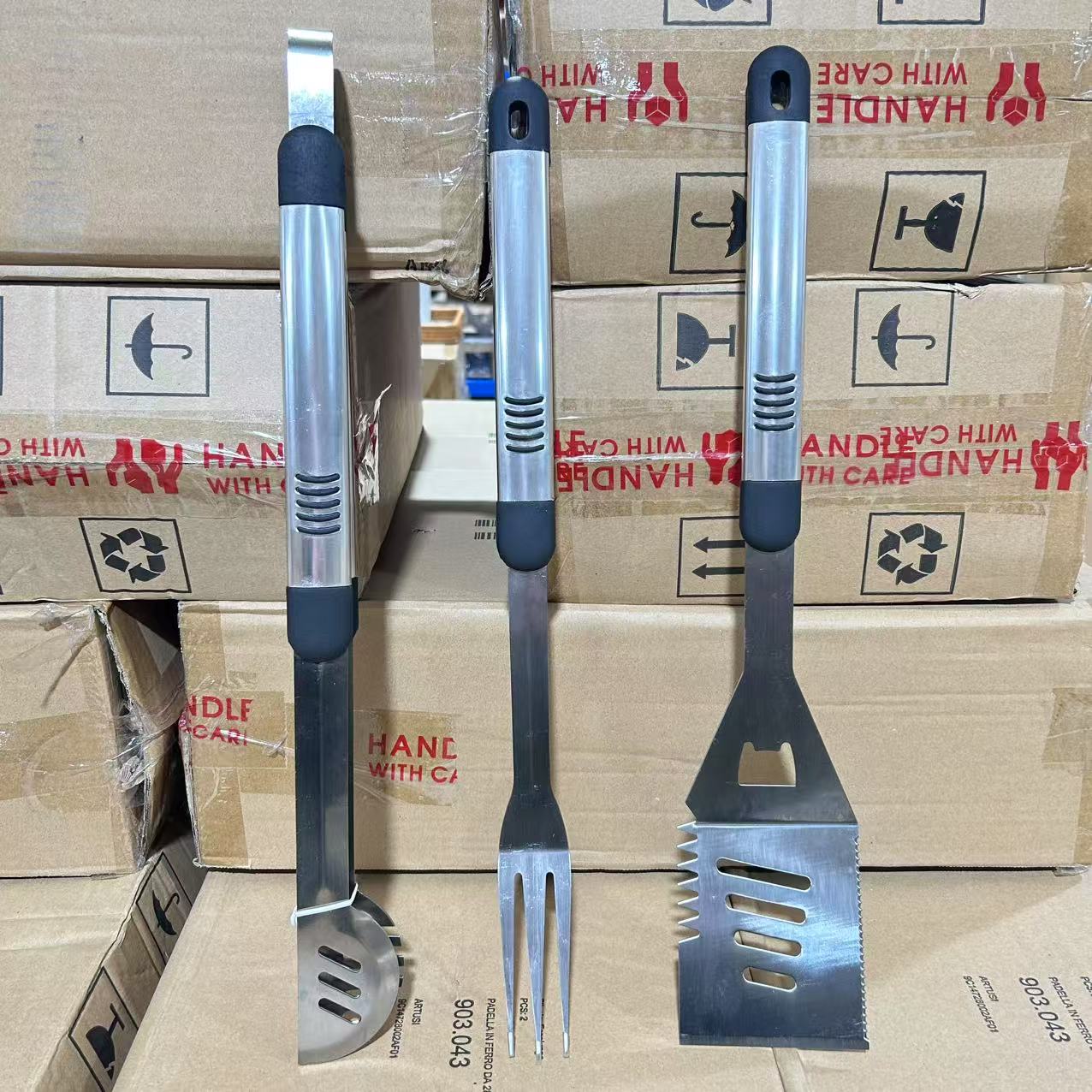 K家BBQ烧烤3件套小工具肉叉+食物夹+肉铲 01186