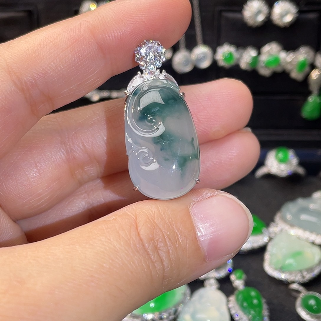 翡翠银S925镶嵌颈饰