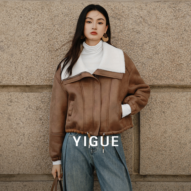 [小云总]亦谷短款夹克外套保暖冬季新款小众拼接上衣G5WAF620