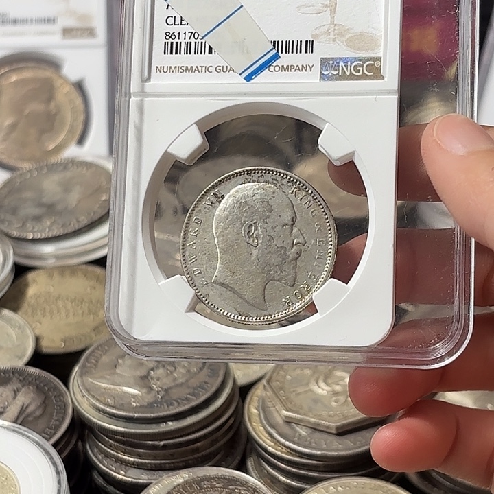 今***我银Ag900印度爱德华七世银币