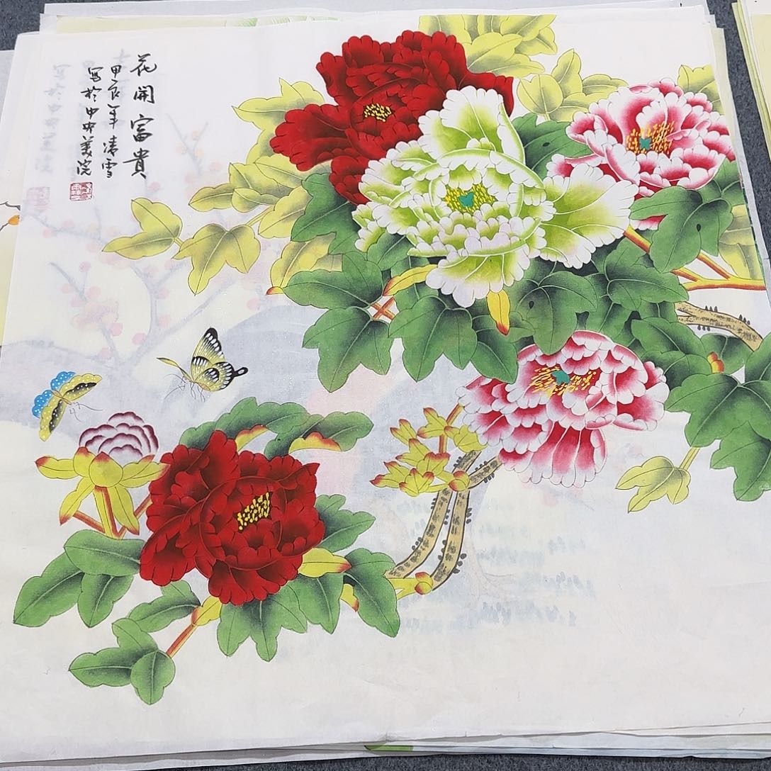 国画尺寸70X70手绘作品