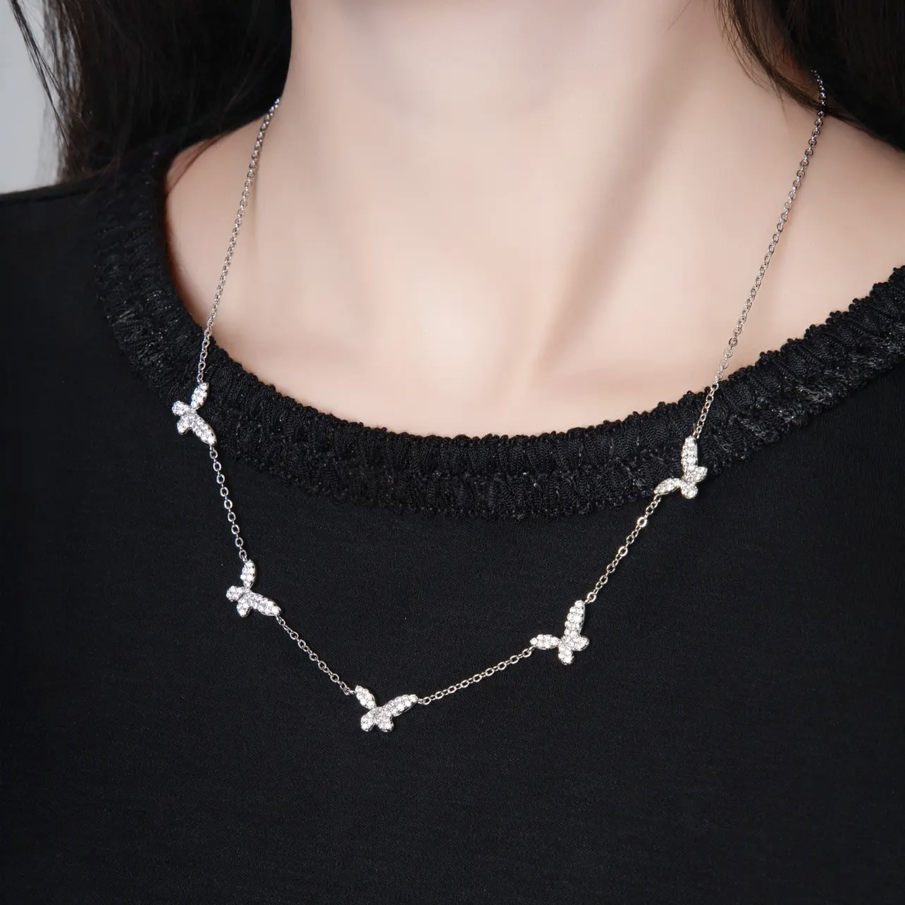 铜锆石项链 AMASS/阿玛施 590057 新款轻奢气质蝴蝶精致锁骨链