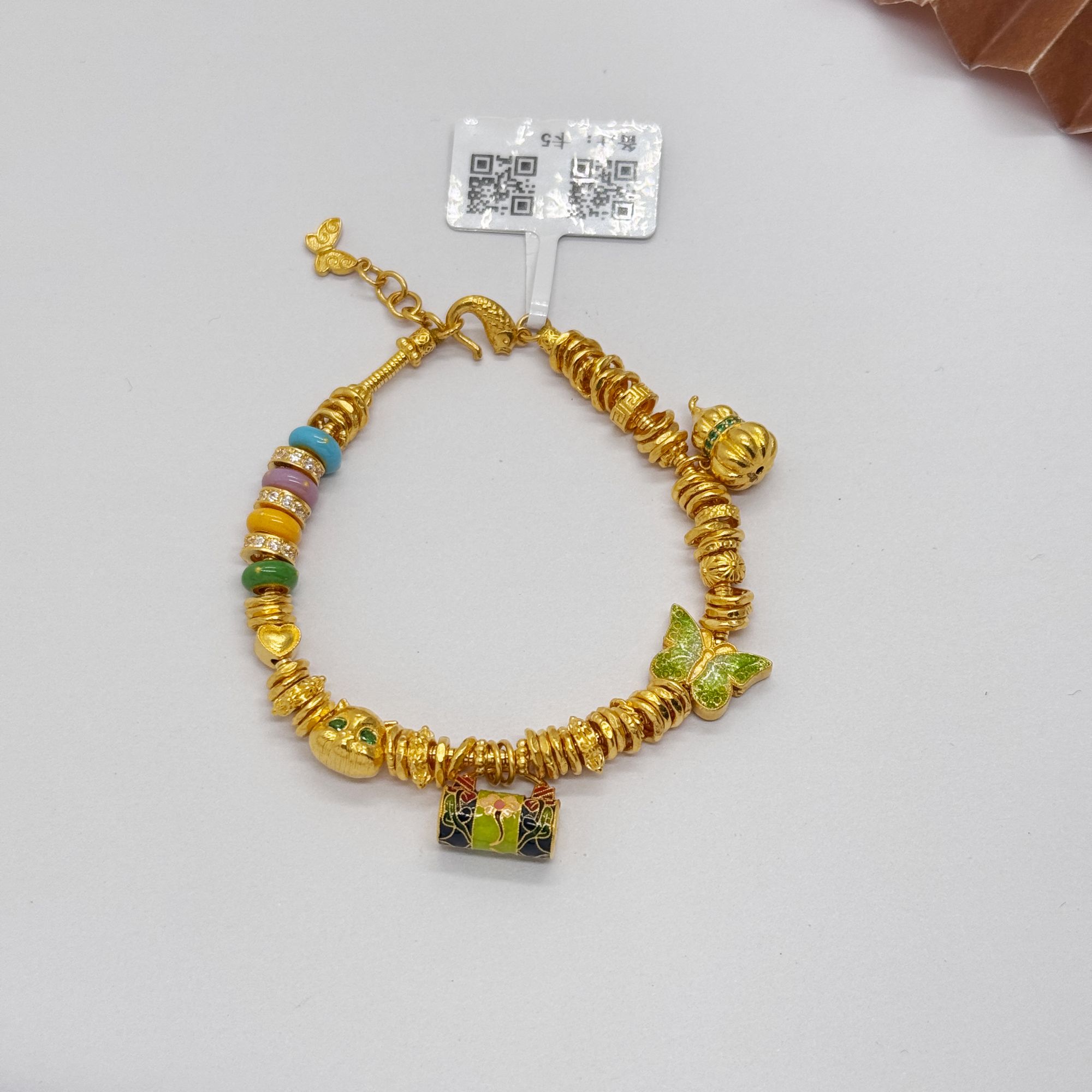 足金999手工盘缠 蝴蝶锁包 卡5 15CM 34.38