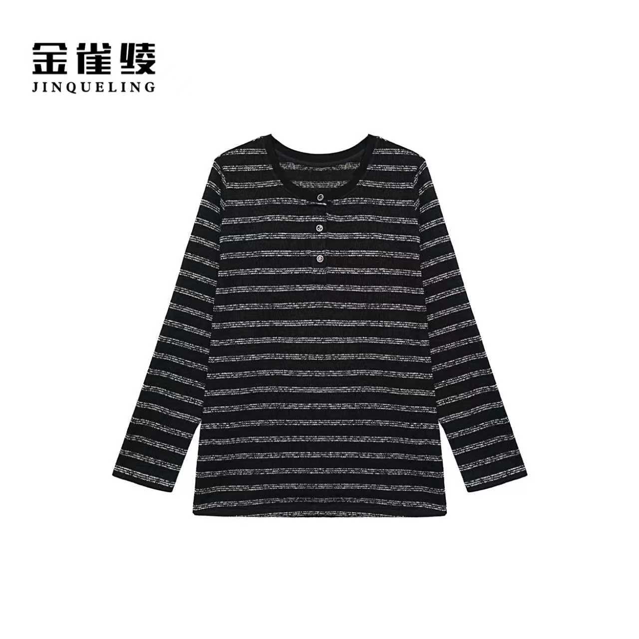 金雀绫【平行线】通勤条纹休闲时尚加宽加大T恤SZA3SY769