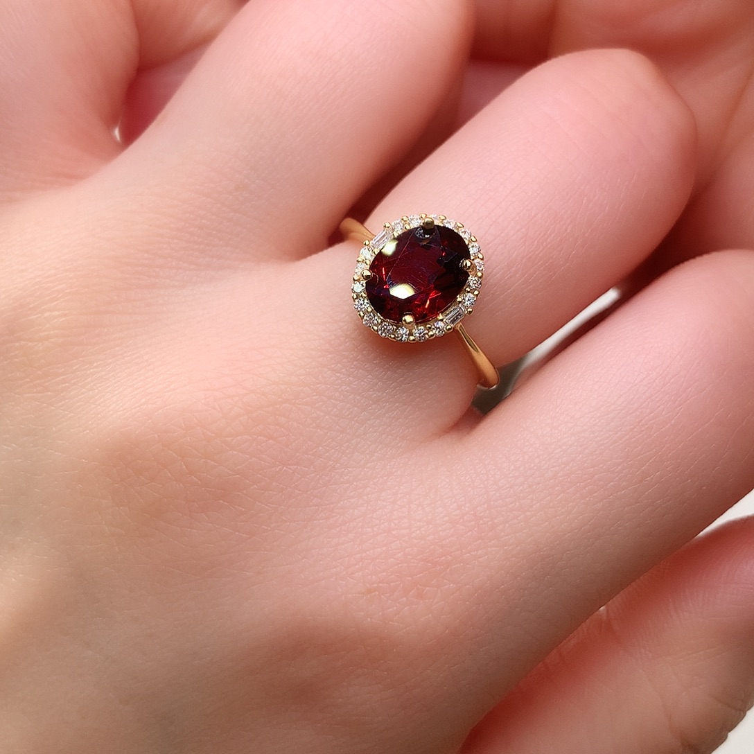 银S925镶嵌戒指石榴石