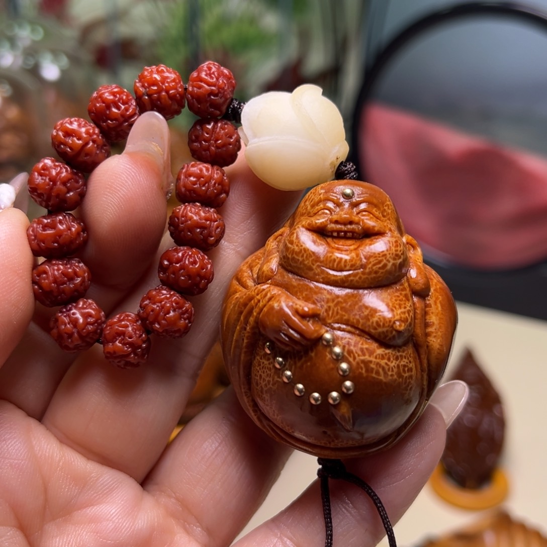 橄榄核手串/手链镶嵌弥勒玉化金刚一套