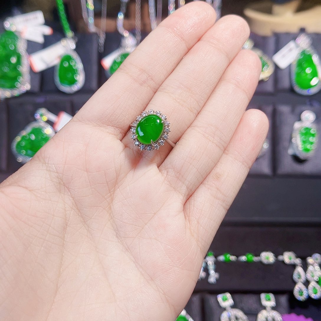 翡翠戒指银S925镶嵌修****?蛋面戒指