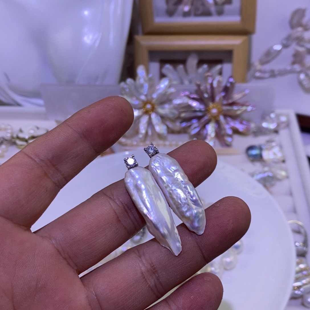 耳饰淡水珍珠银S925镶嵌