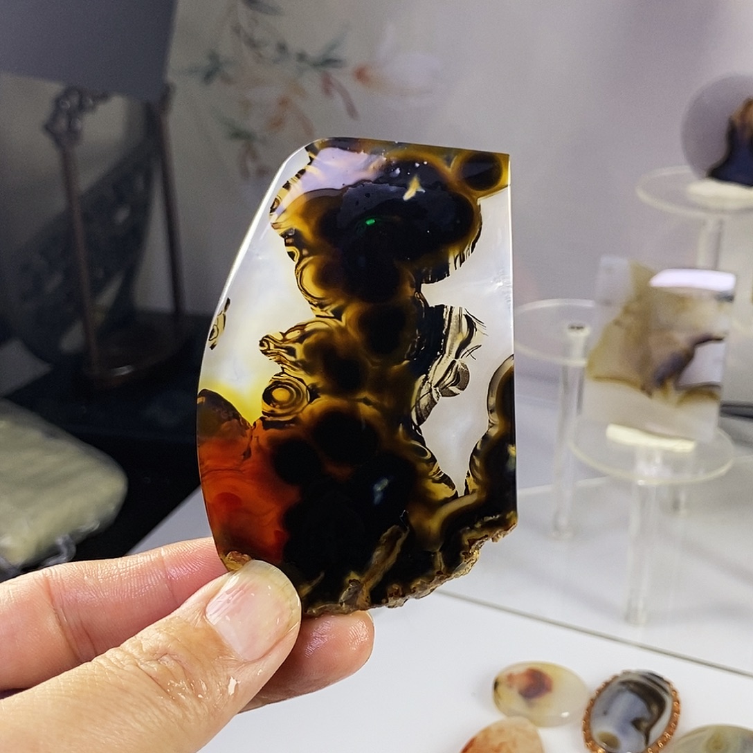 合成碳硅石非金属时尚图纹画面石饰品