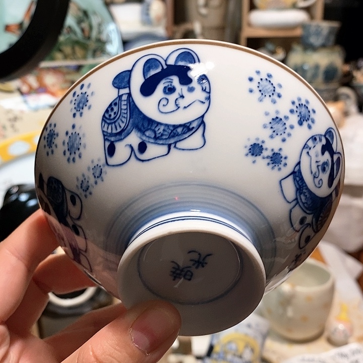 搪瓷米饭碗手绘狗