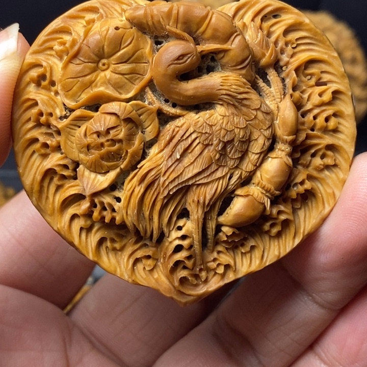 文玩核桃把件白鹭来财