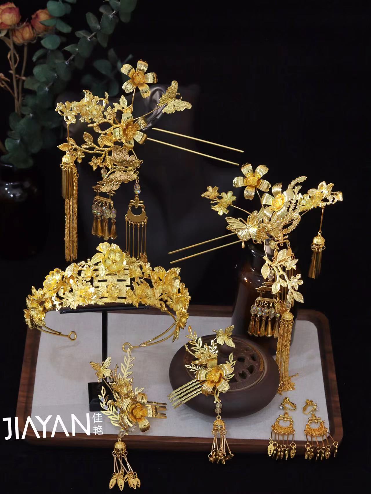 9151新款百搭重工喜字带冠大气秀禾旗袍龙凤褂新娘头饰