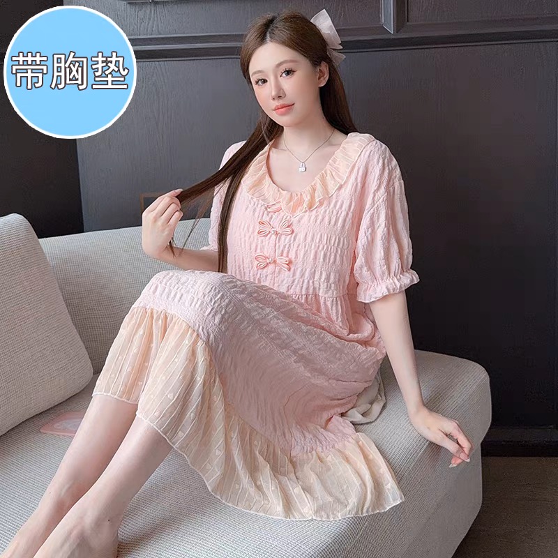 【米兔家居服6】【6号】夏季清凉一夏国风睡裙+胸垫集合链接