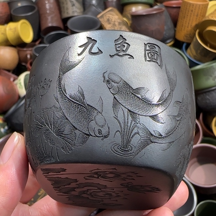 茶杯绿泥全手工紫砂