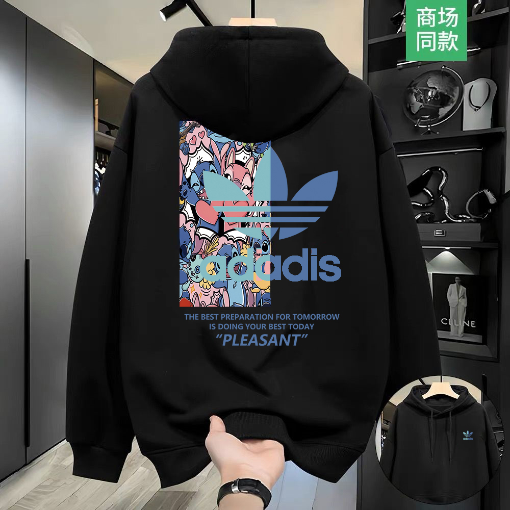 【奥莱正品】情侣连帽卫衣男士春秋休闲运动百搭宽松加绒上衣外套