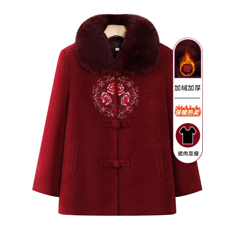 中老年人秋冬装外套女70岁80老年妈妈冬季貂绒棉服奶奶装唐装大衣