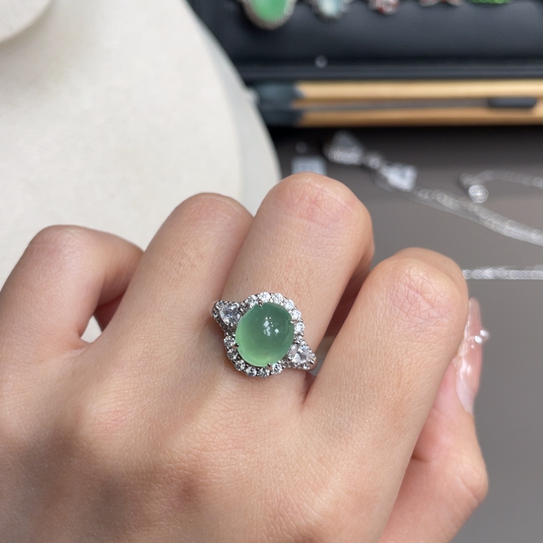 翡翠银S925镶嵌戒指