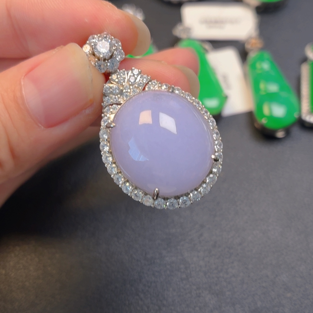 翡翠银S925镶嵌吊坠(不含链)