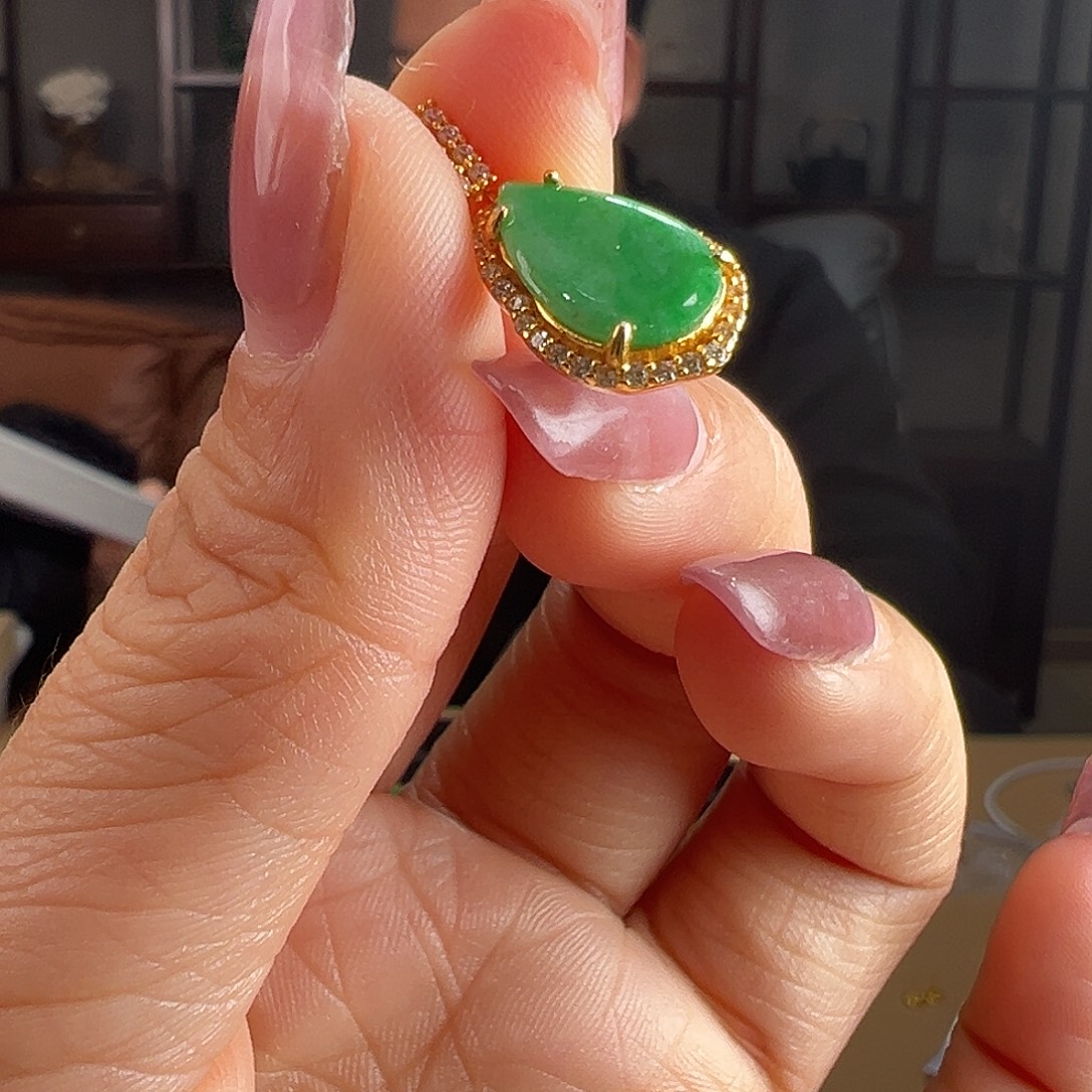 翡翠银S925镶嵌颈饰吊坠34