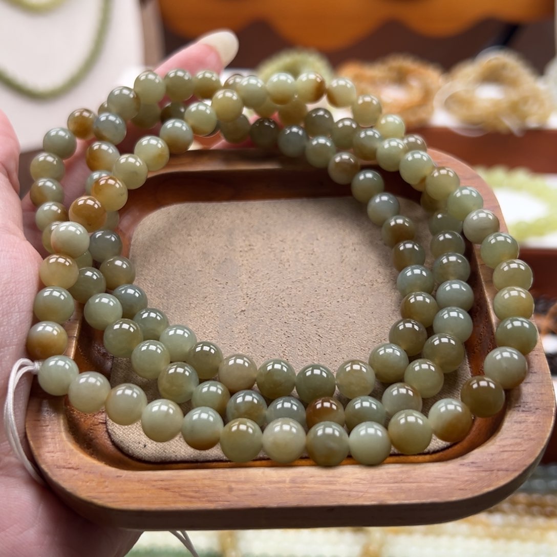 毛衣链未镶嵌和田玉珠串8mm