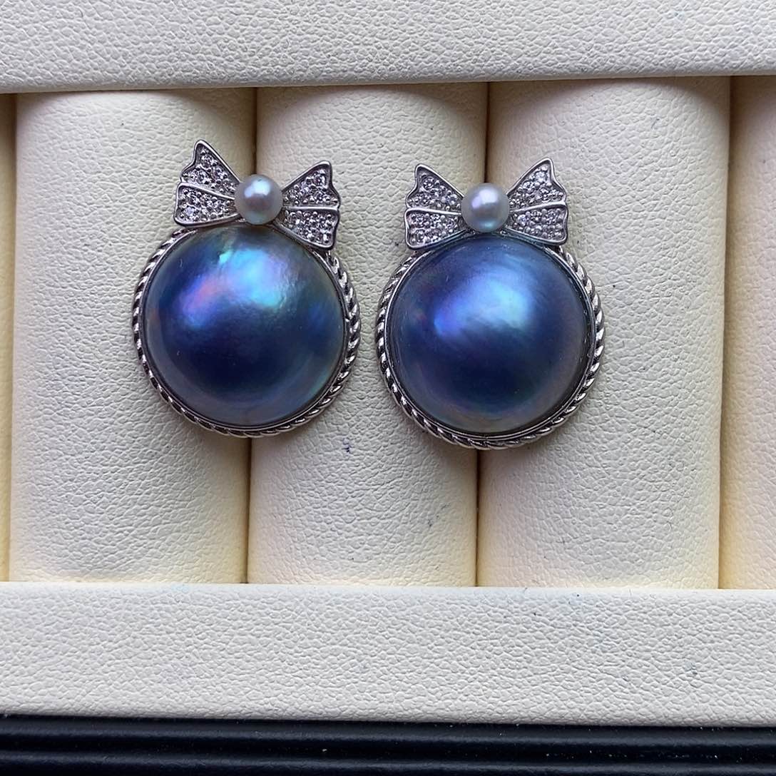拼合珍珠（马贝珠）耳饰银S925镶嵌