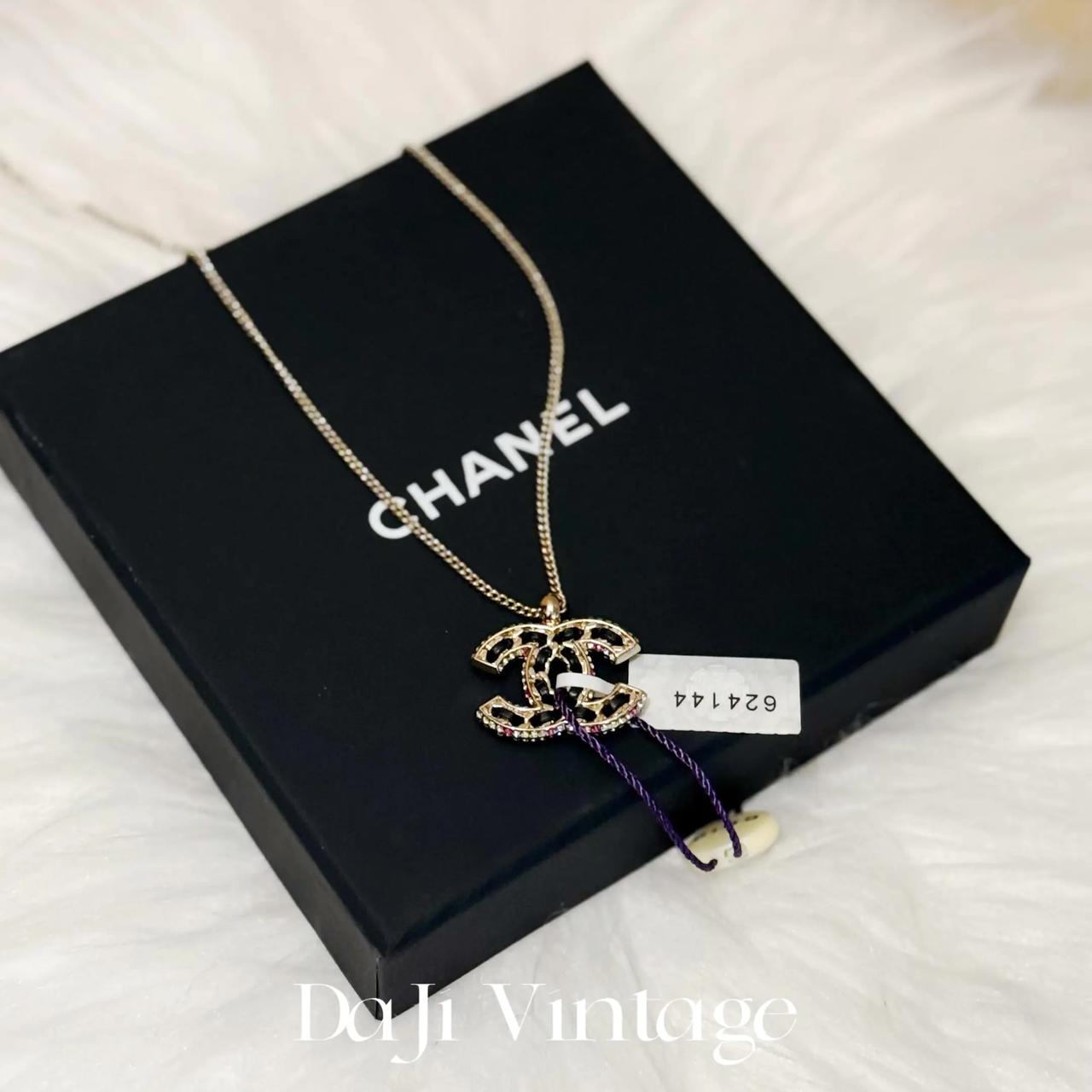 99新 Chanel/香奈儿 大吉中古/香奈儿双c皮穿链彩钻项链