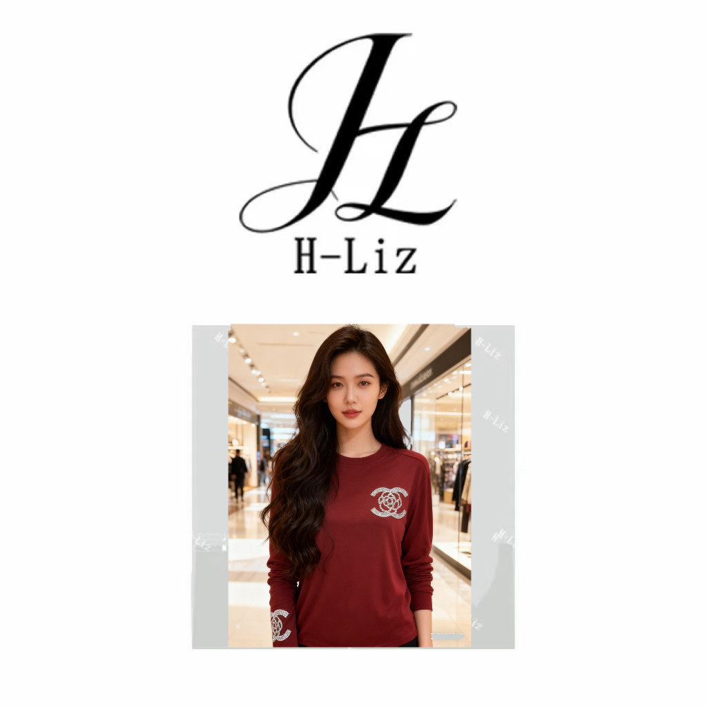 【H-Liz】烫钻设计感小蛮腰打底上衣秋季T25960T
