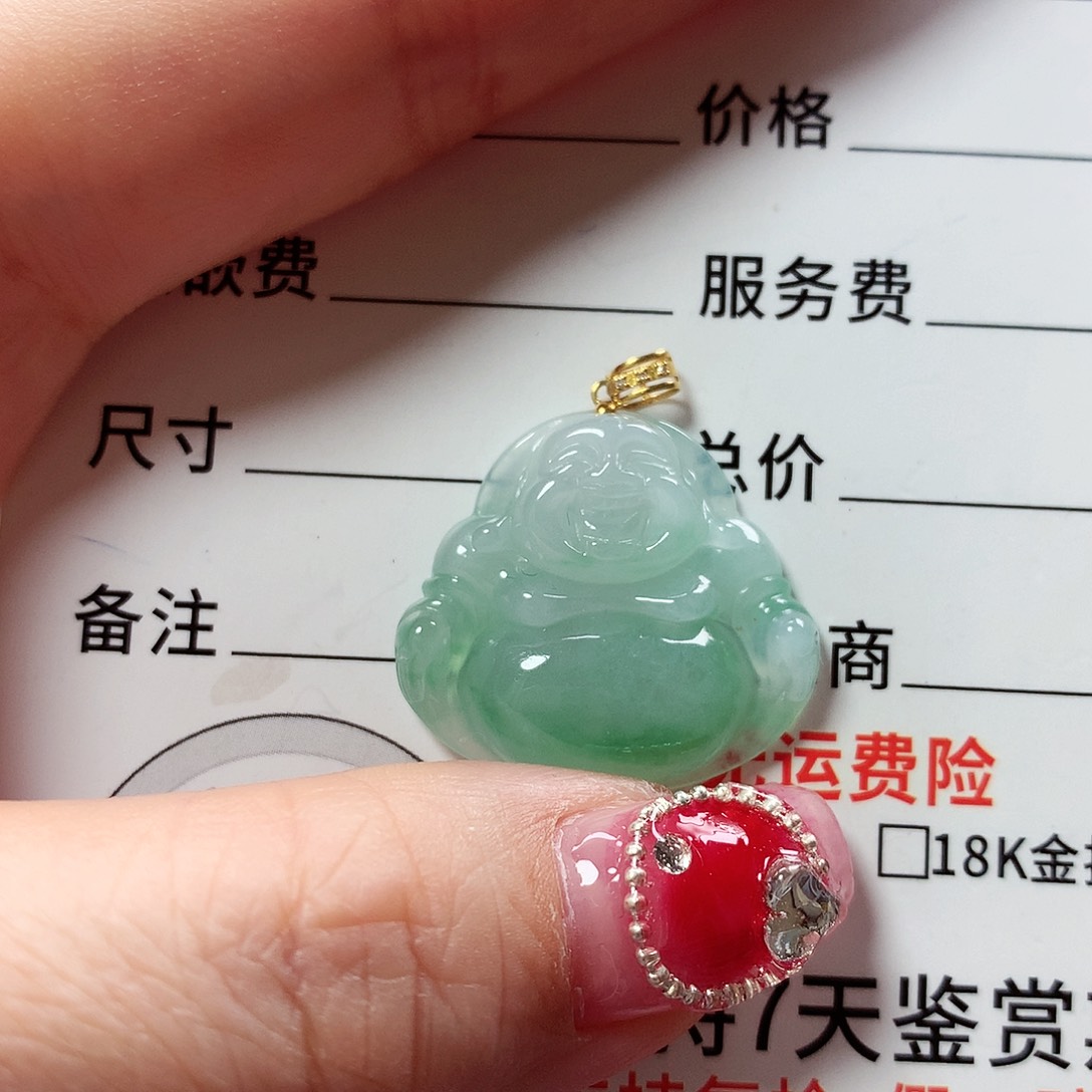 翡翠颈饰18K金镶嵌璞*佛公