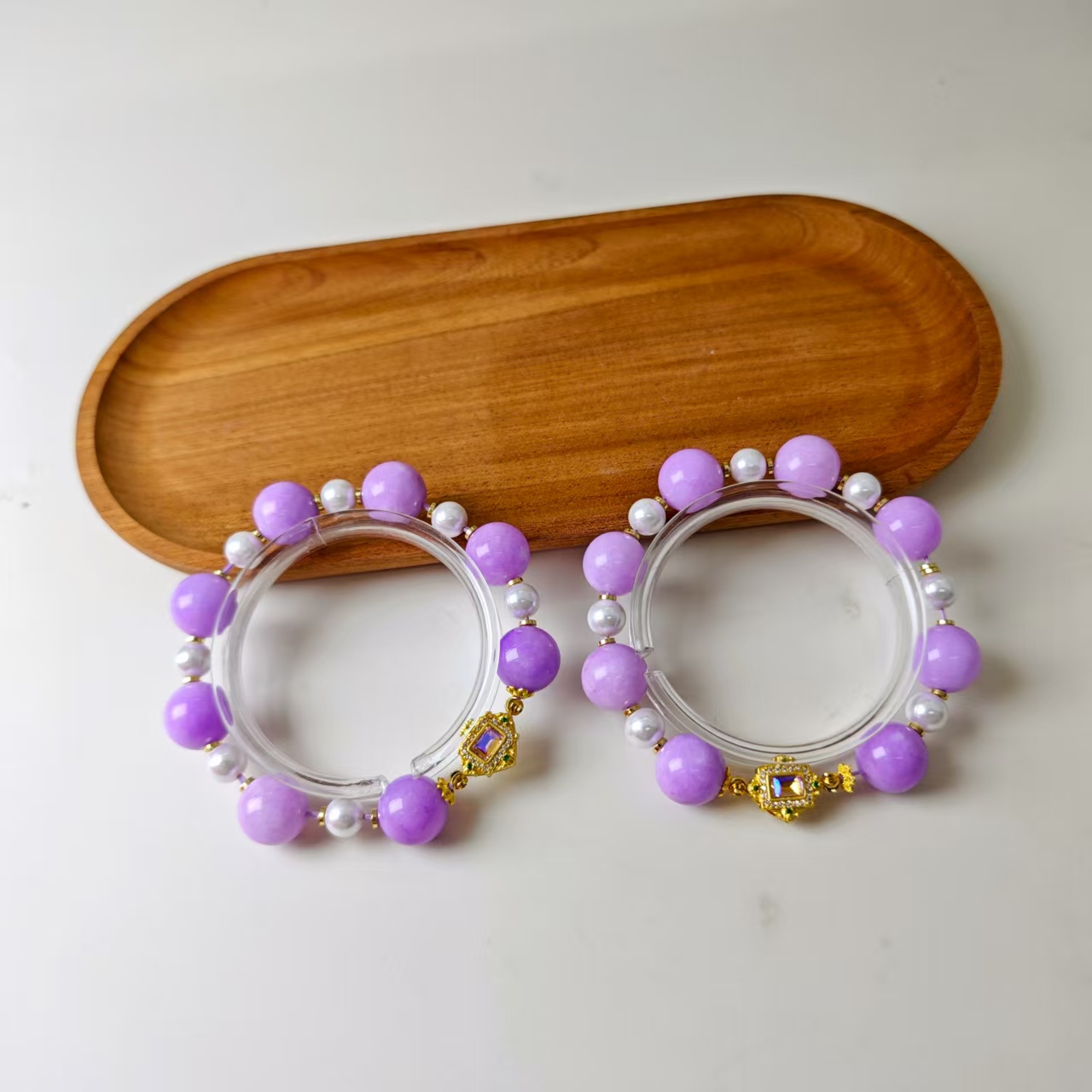 DIY设计款紫罗兰色圆珠手串-s1354