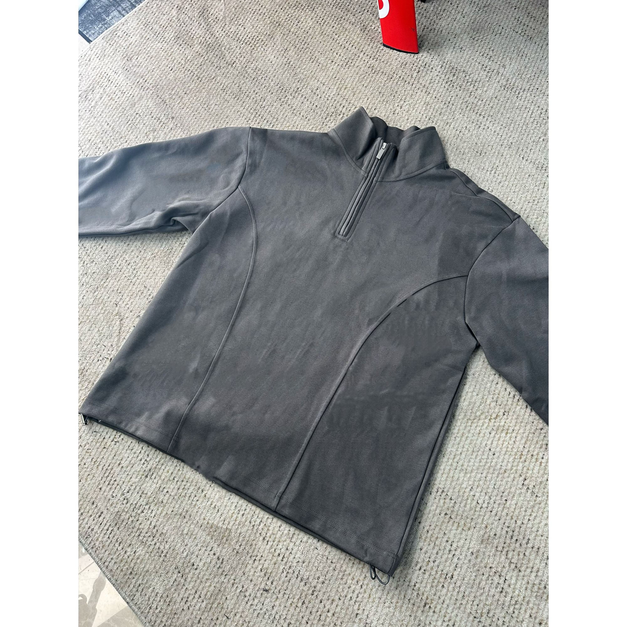 秋冬季加厚半高领针织卫衣男纯色解构极简风半开拉链开衫卫衣