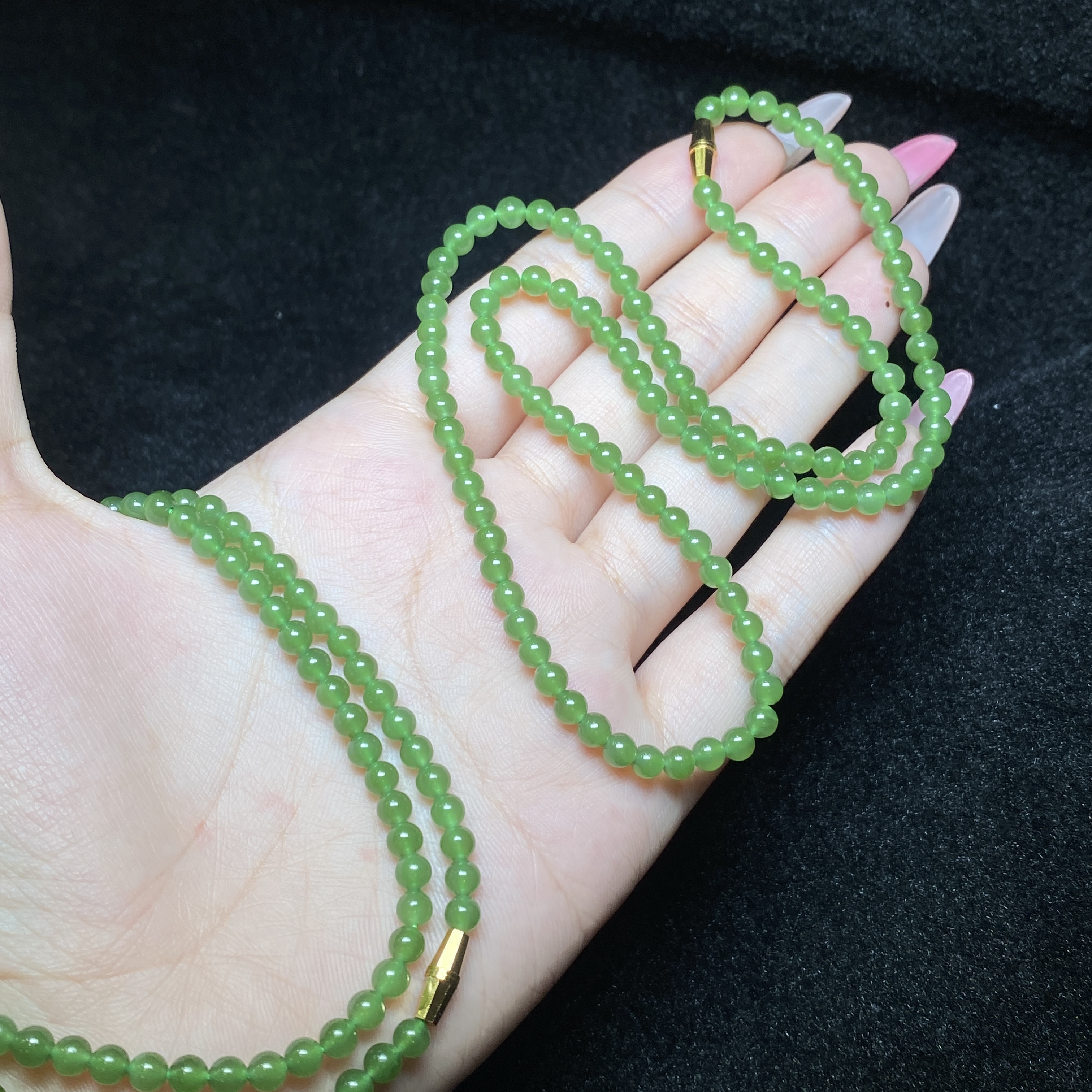 【小北好物】和田玉圆珠项链约3.5mm+【多样性发一件】QH10X956