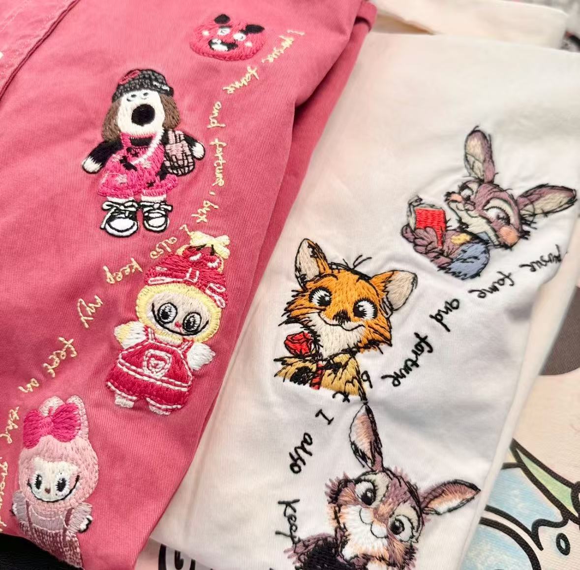 小雅姐姐 韩版卡通精美刺绣POLO领长袖衬衫KA90