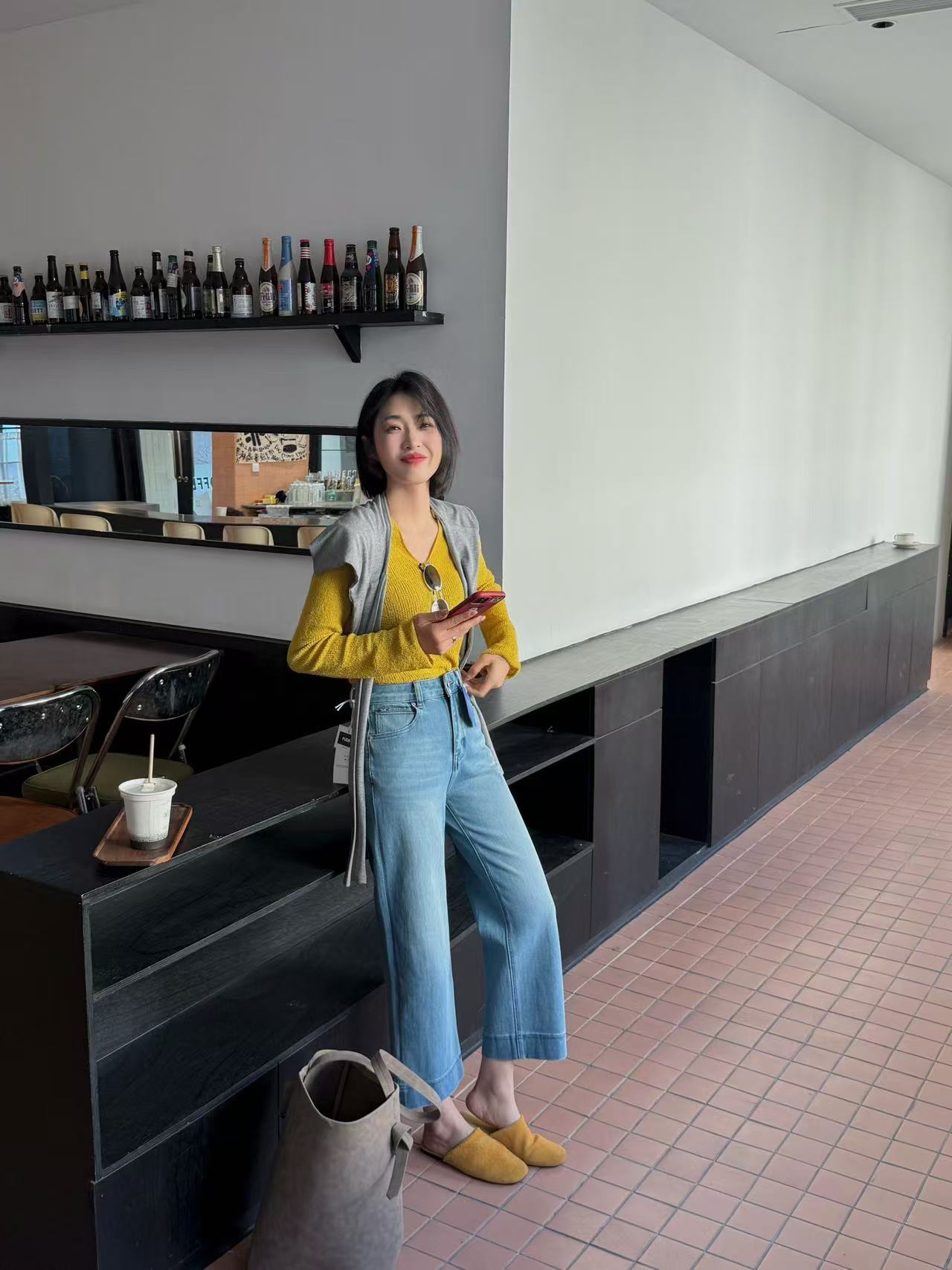 7237高腰阔腿牛仔裤女垂坠感显瘦九分奶奶裤