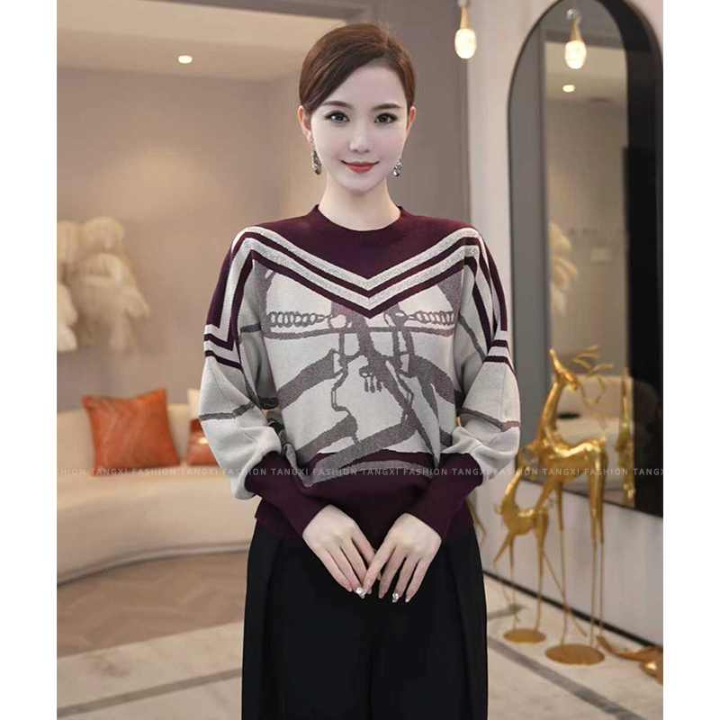 唐熹2025秋冬流行爆款【8254】含绵羊毛休闲慵懒风软糯针织衫毛衣女