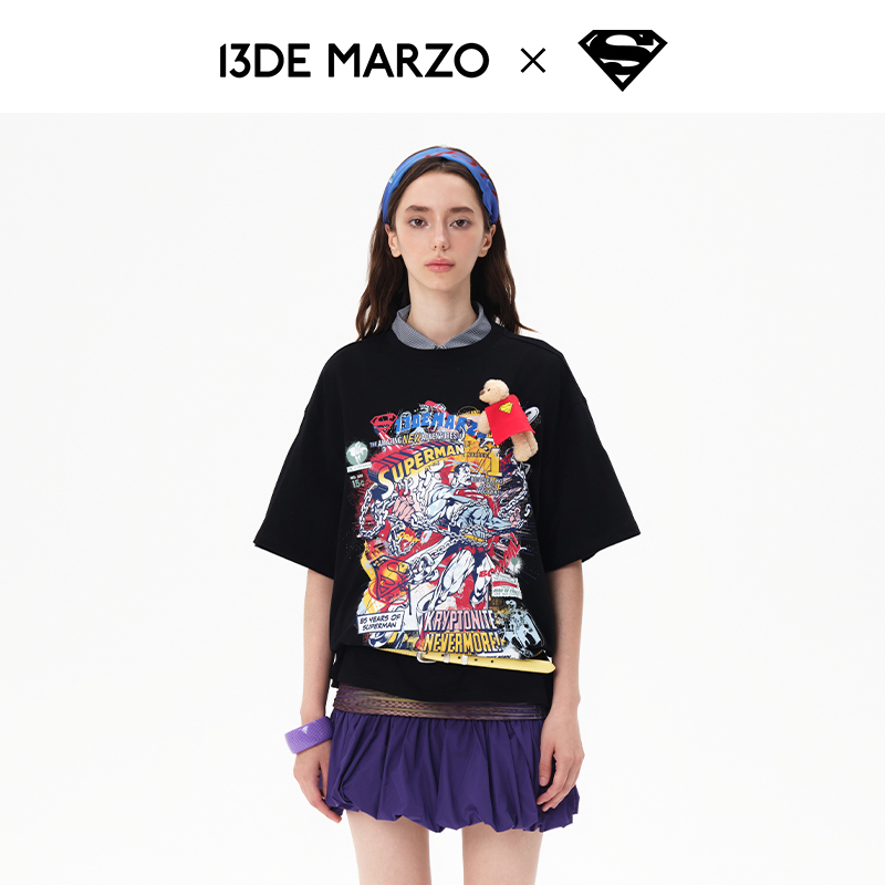 【张泽禹同款】13DE MARZODC Superman联名系列超人插画T恤专柜同款