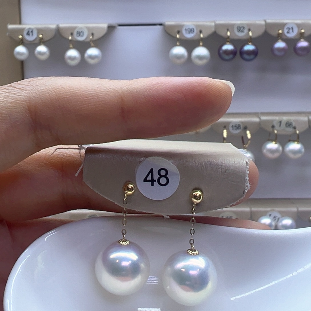 18K金镶嵌淡水珍珠耳饰