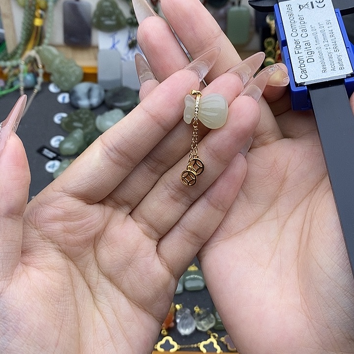 和田玉银S925镶嵌吊坠(不含链)