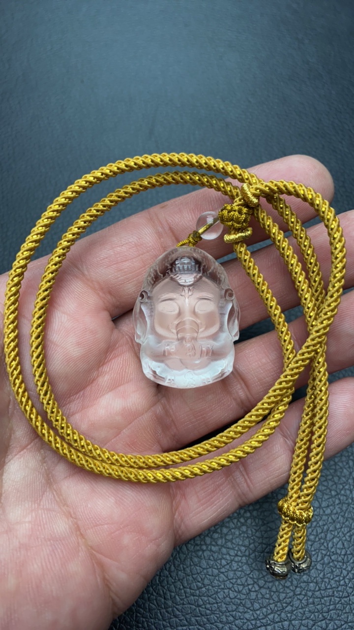新店开业福利/天然白水晶象神吊坠/绳子颜色随机