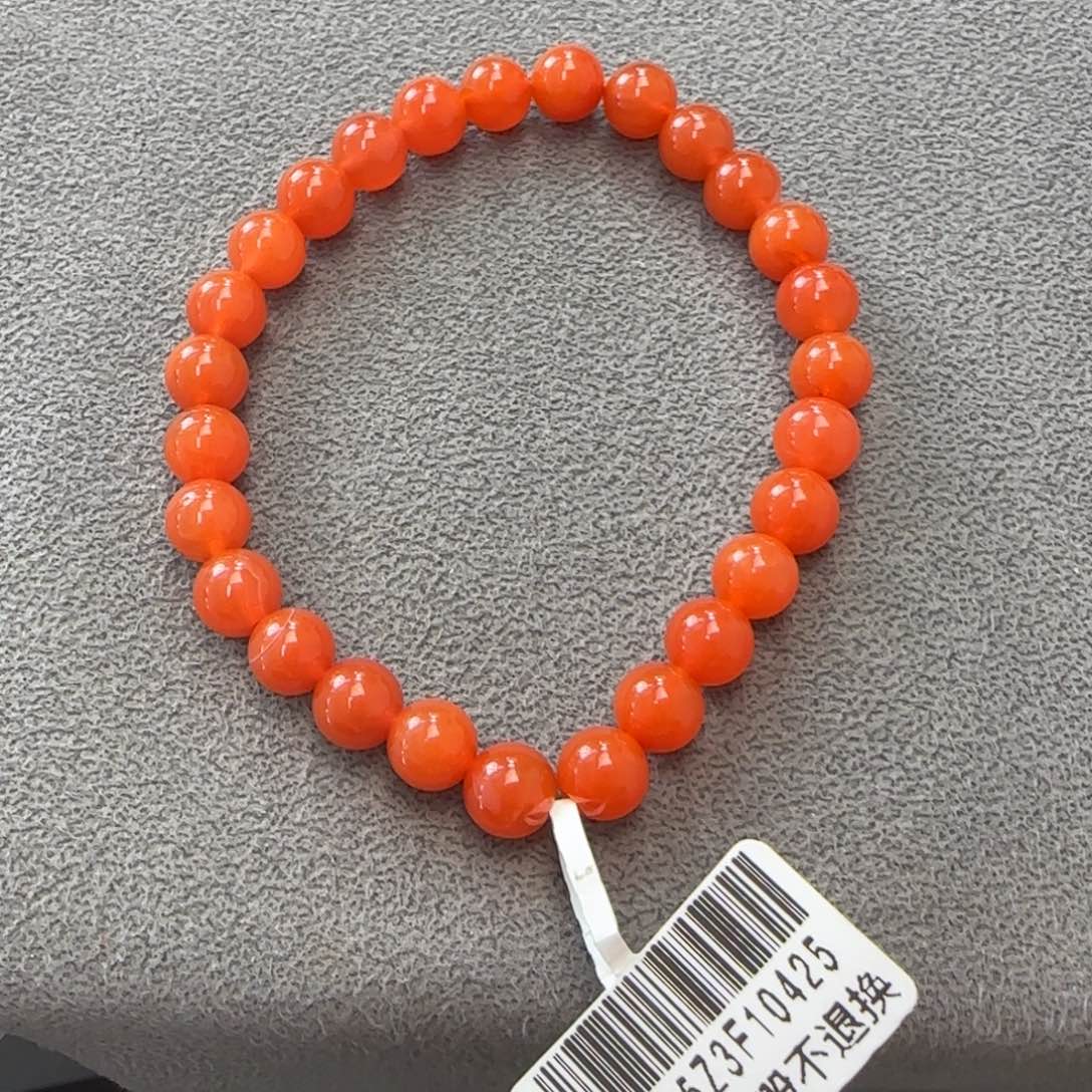 南红玛瑙手串未镶嵌6*6廊坡辣椒红6mm单圈