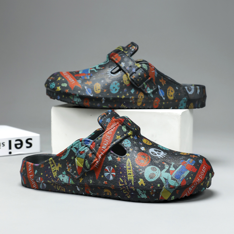 2025男士韩版男女同款可爱包头半拖鞋防滑外穿适合沙滩的时尚凉拖