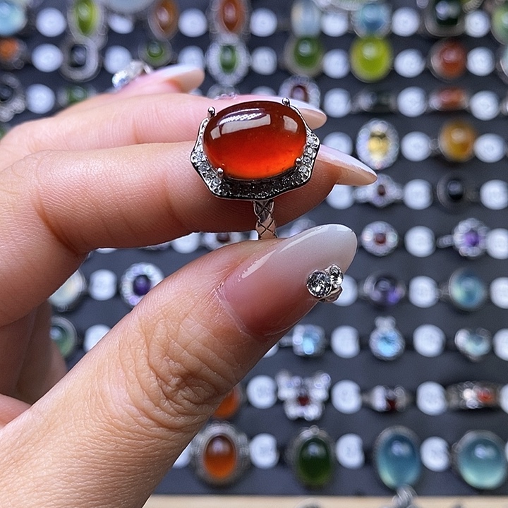 石榴石戒指银S925镶嵌岁**好