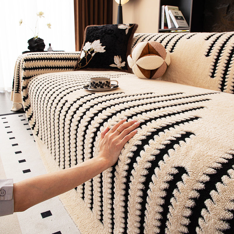 新款暖冬加厚全包一片简约防滑万能毛绒沙发盖布沙发套罩沙发毯巾