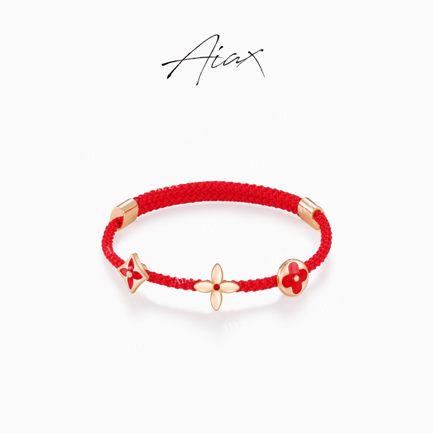 AIAX 双十二 时尚百搭高级感小女生饰品老花四叶红绳手链TSS7456