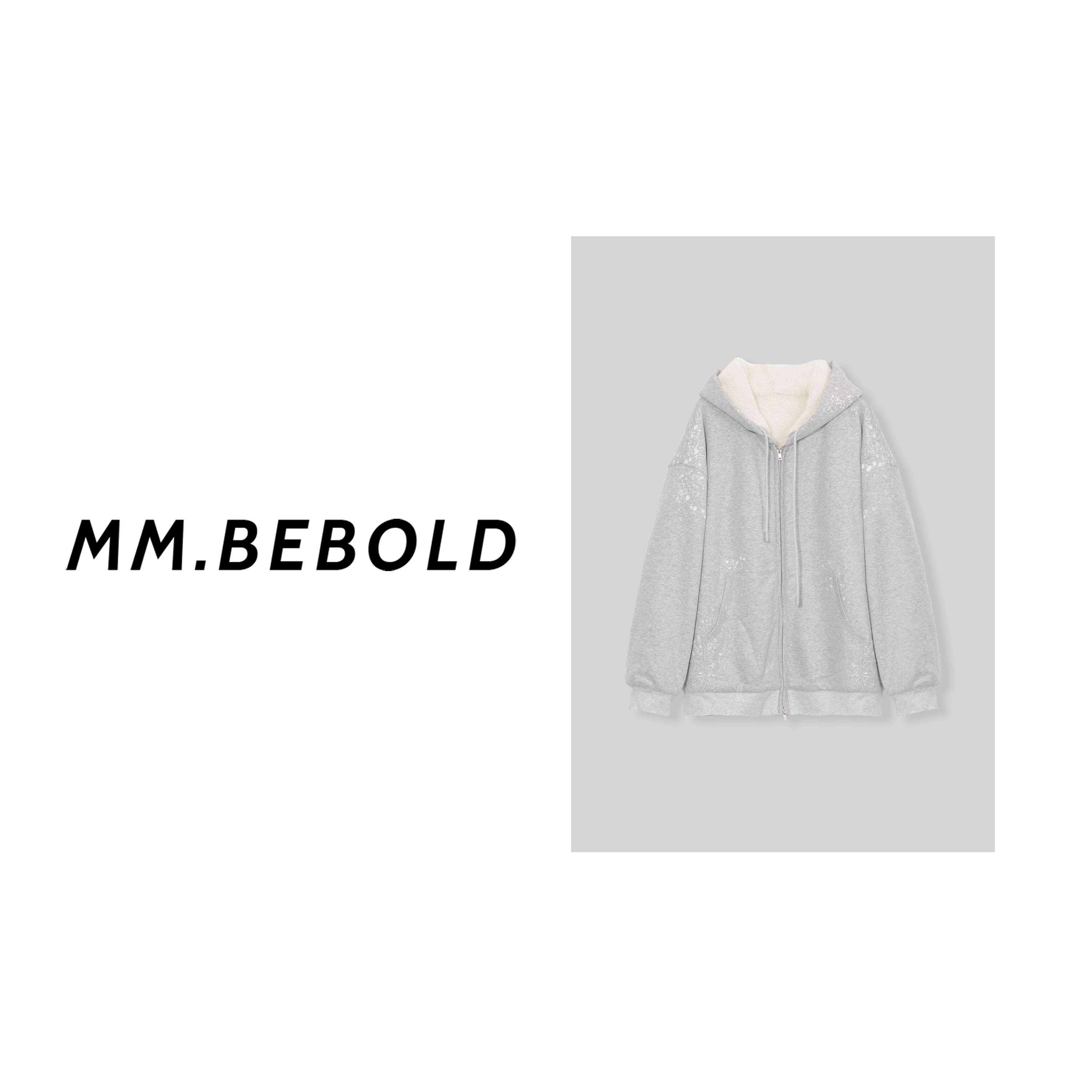 【妙姐精选】长信 油漆墨点连帽拉链外套XYXS1029