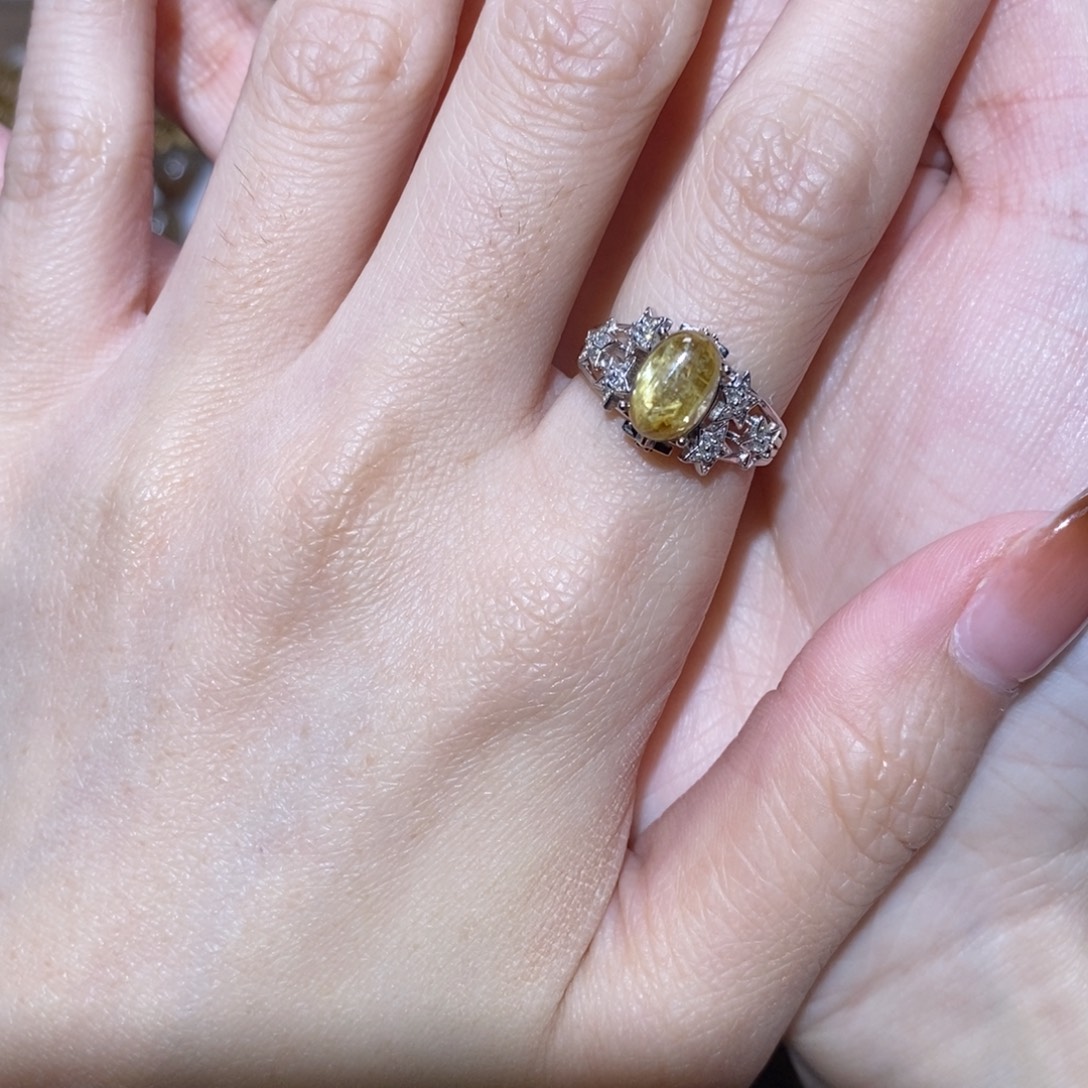 戒指水晶银S925镶嵌钛晶