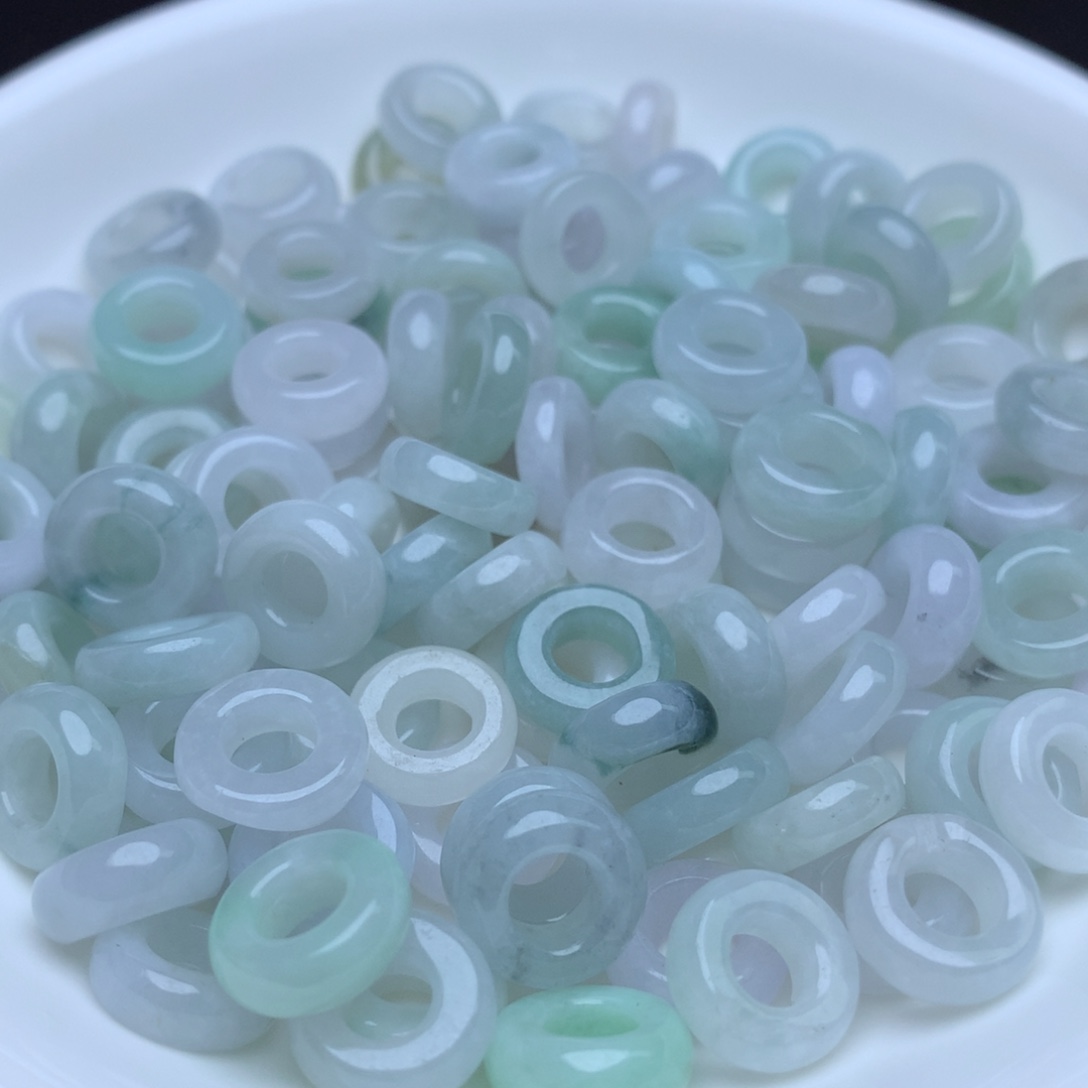 【闪购商品】翡翠手链未镶嵌卡10冰绿白圆环20个