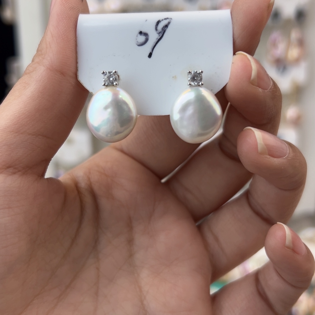 淡水珍珠耳饰银S925镶嵌