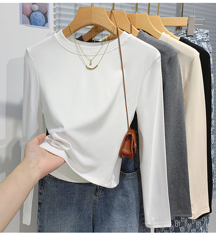 【加绒】保暖打底衫女秋冬2025新款修身百搭纯色长袖t恤内搭上衣